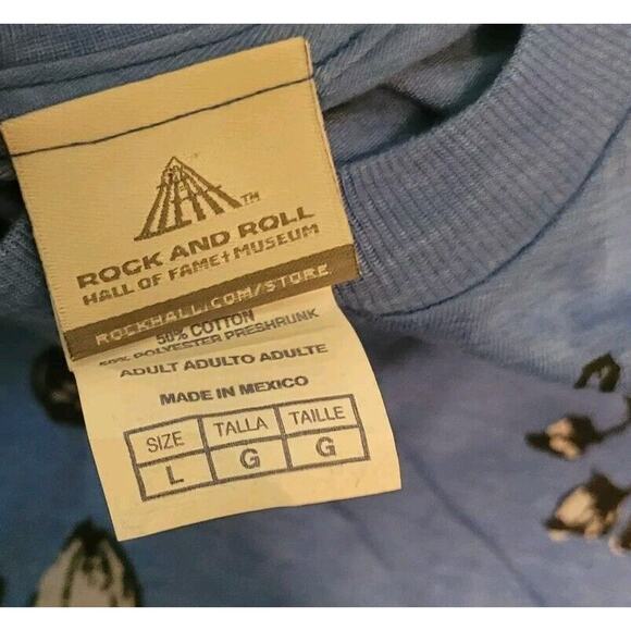 Grateful Dead T Shirt Size Large Blue All Over Print Rock & Roll Hall Of Fame - Picture 5 of 5